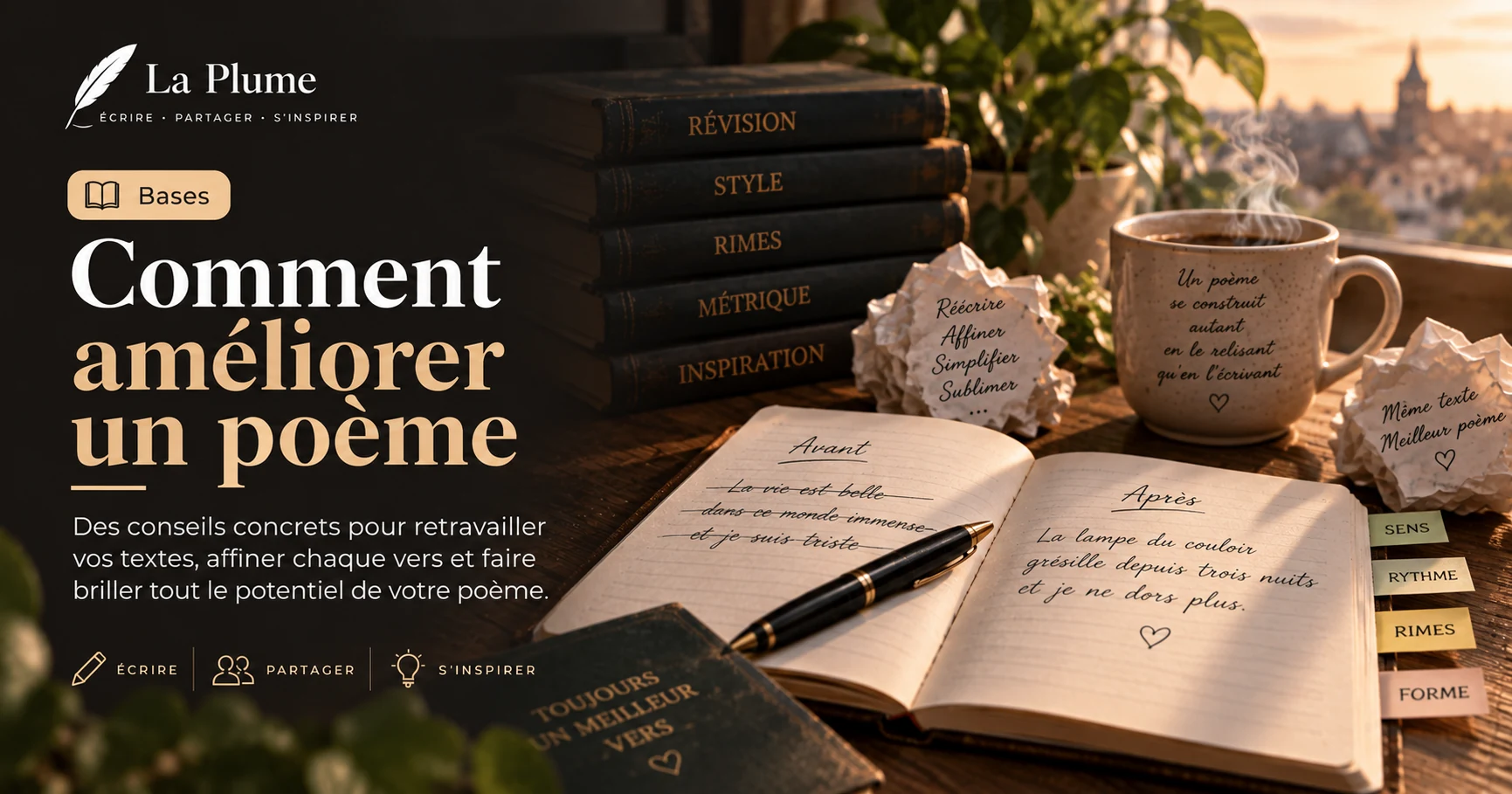Illustration de l'article « Comment améliorer un poème » — La Plume, application de poésie