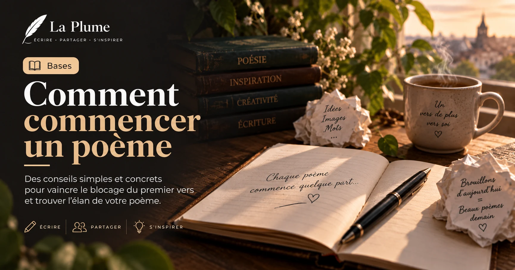 Illustration de l'article « Comment commencer un poème » — La Plume, application de poésie