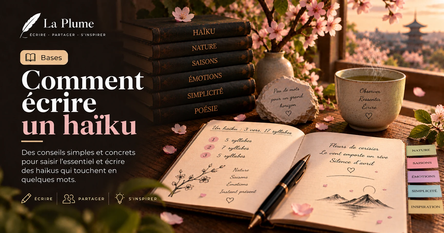 Illustration de l'article « Comment écrire un haïku » — La Plume, application de poésie