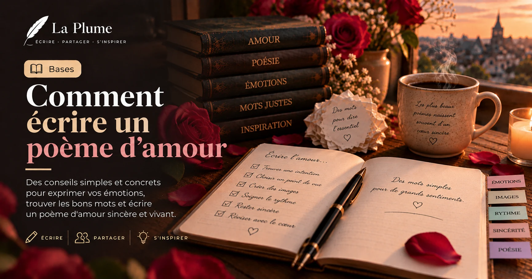 Illustration de l'article « Comment écrire un poème d'amour » — La Plume, application de poésie