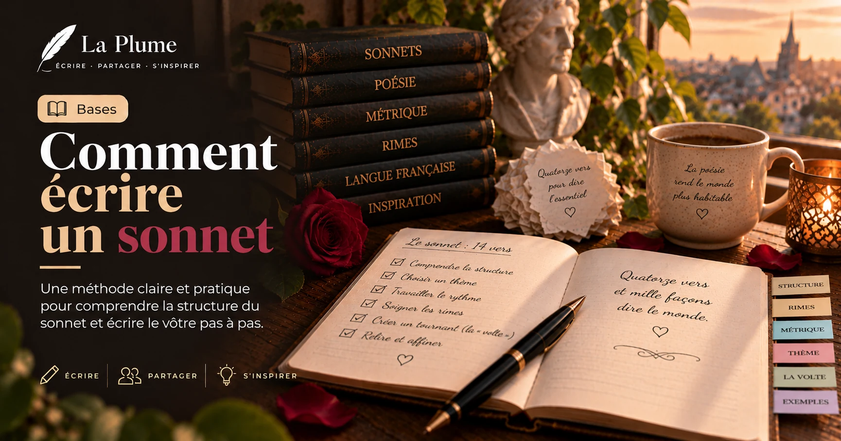 Illustration de l'article « Comment écrire un sonnet » — La Plume, application de poésie