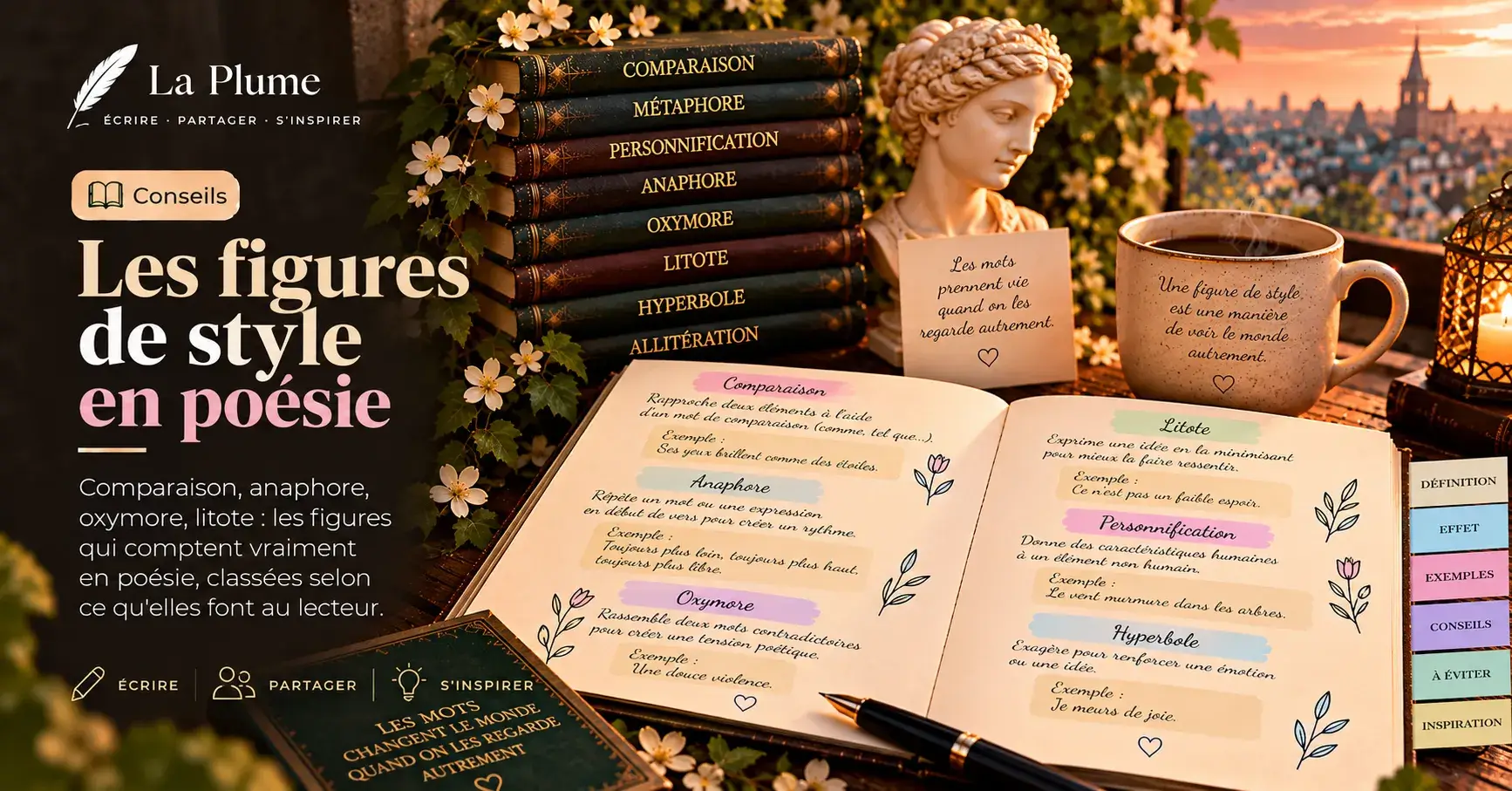 Illustration de l'article « Les figures de style en poésie » — La Plume, application de poésie