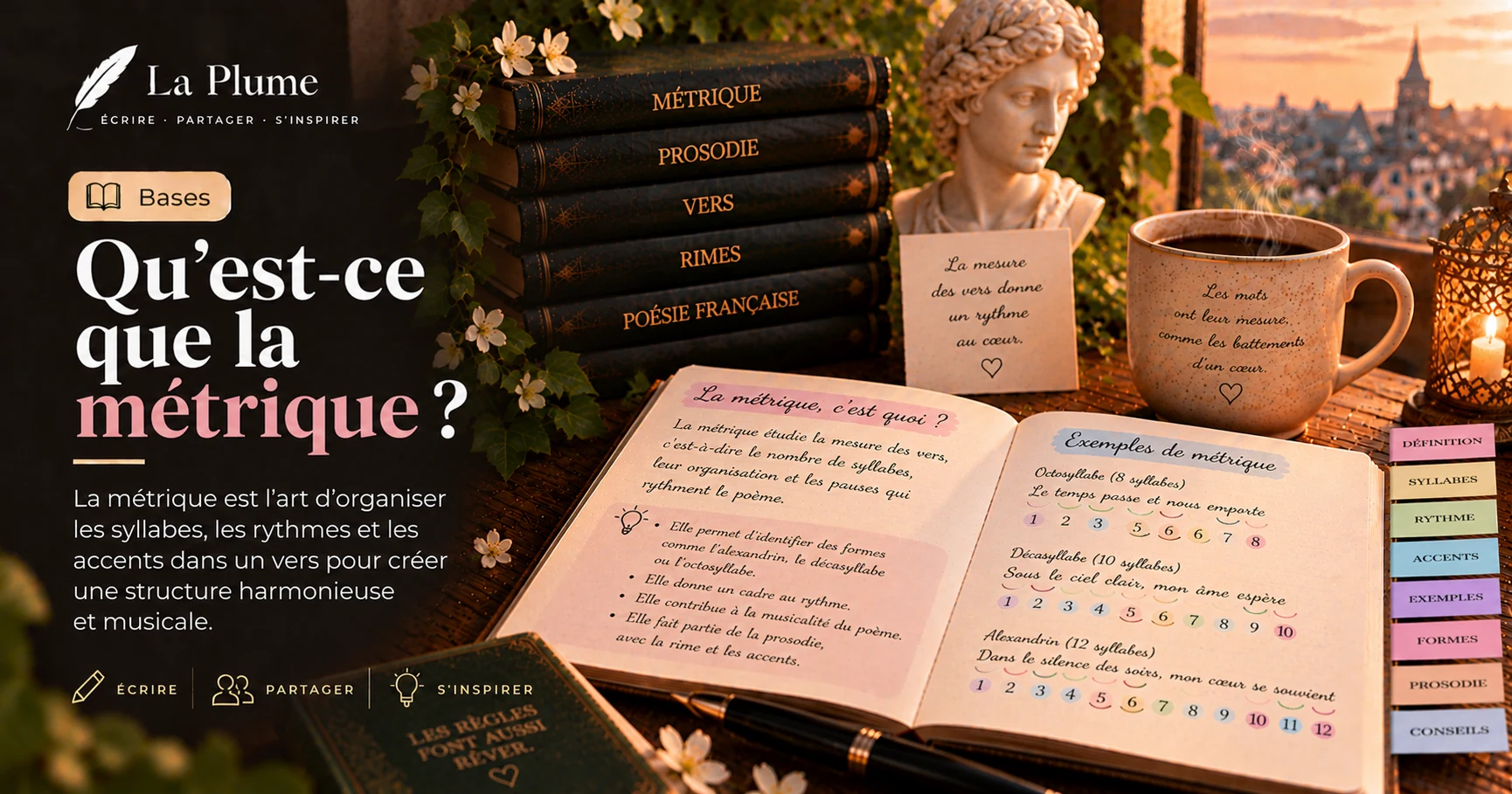 Illustration de l'article « Qu'est-ce que la métrique ? » — La Plume, application de poésie