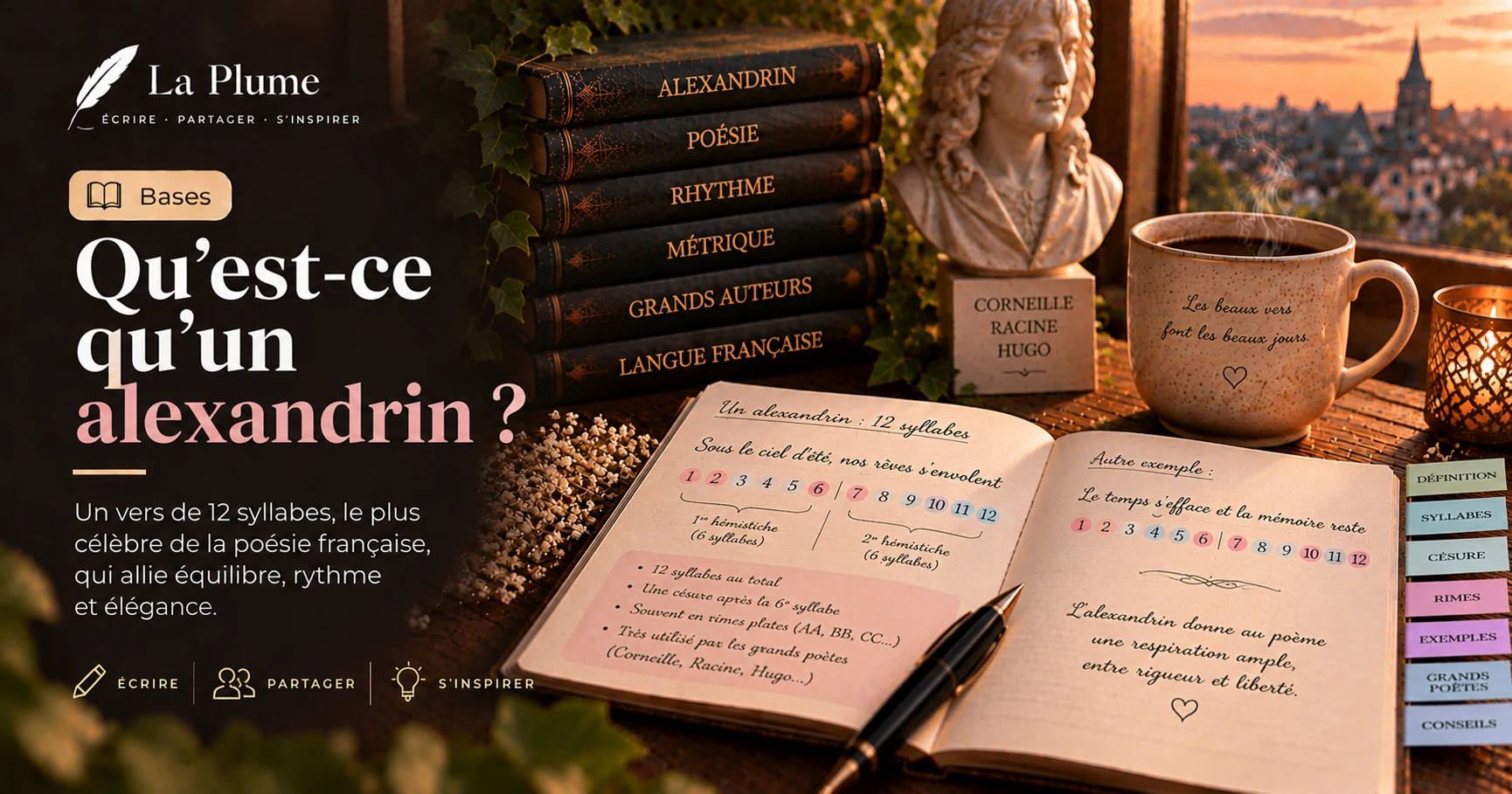 Illustration de l'article « Qu'est-ce qu'un alexandrin ? » — La Plume, application de poésie
